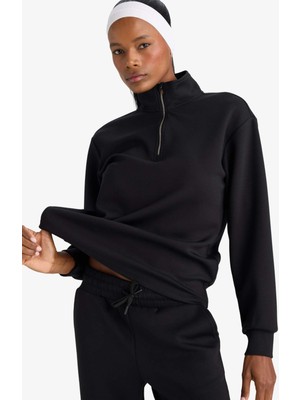 DeFacto Oversize Geniş Kalıp Yarım Fermuarlı Modal Sporcu Sweatshirt D7126AX26SP