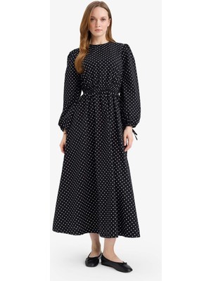 DeFacto %100 Pamuk Baskılı Poplin Uzun Kollu Elbise G6020AX26SP