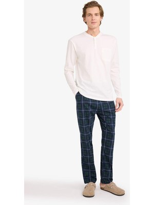 DeFacto %100 Pamuk Pijama Takımı Uzun Kollu Üst Alt G8168AX26SP