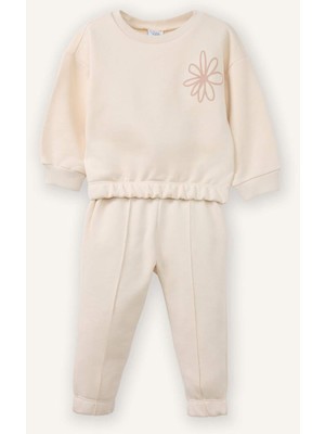 DeFacto Aplike 2'li Takım Sweatshirt Eşofman Altı Kız Bebek G8500A526SP