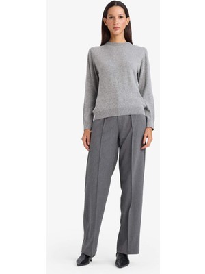 DeFacto Straight Fit Yüksek Bel Çapraz Dokuma Pantolon G8068AX26SP