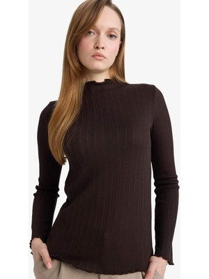 DeFacto Slim Fit Fitilli Kaşkorse Uzun Kollu Tişört F7136AX26SP