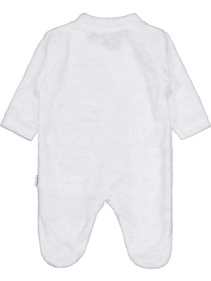 Mini Damla Minidamla Kız Ayı Tavşan Nakış Fermuarlı 1-6 Ay Tulum - Ekru 6-9 Ay