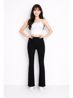 Ecrou Kadın Çelik Örgü Korseli Geniş Paça Tayt