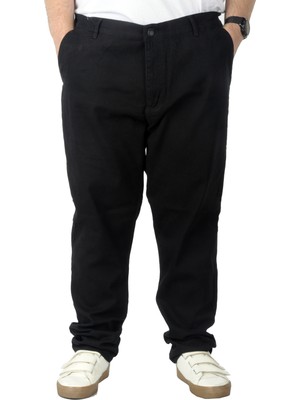 ModeXL Büyük Beden Erkek Gabardin Pantolon Doğa 22850 Rahat Kalıp %98 Pamuk Siyah
