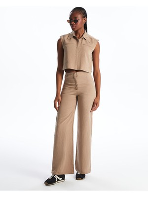 Lc Waikiki Yeni Sezon Çizgili Modal Karışımlı Kadın Pileli Pantolon