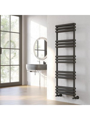 Lojimax Alüminyum Dekoratif Havlupan Vero 1500 x 500 15  Dilim | Dokulu Antrasit Gri | Yüksek Isıl Güç | 5 Yıl Üretici Garantisi