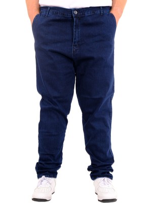 ModeXL Büyük Beden Erkek Kot Pantolon Rahat Kalıp Denim 18880 Mavi Günlük Kullanım İçin