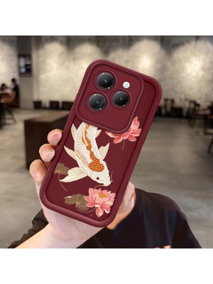 HONTINGA Infinix Hot 40 ile Uyumlu Kılıfı Düşüme Önleyici Basitlik Anti Düşme Kamera Korumali Köpek Balığı Bordo Desen Yumuşak Silikon Telefon Kılıfı Kadın ve Erkek Için Uygundur Arka Kılıf K2-7153