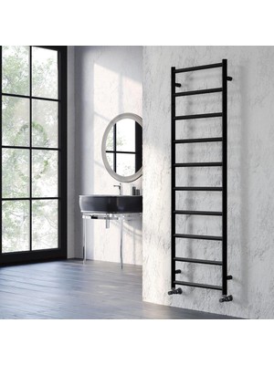 Lojimax Alüminyum Dekoratif Havlupan Lotto 1800 x 500 11  Dilim | Dokulu Siyah | Yüksek Isıl Güç | 5 Yıl Üretici Garantisi