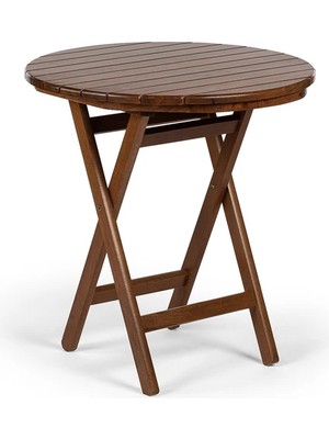 Buzludja Katlanır Masa 90CM - Dış Mekan Yuvarlak Ahşap Bahçe, Balkon Masası