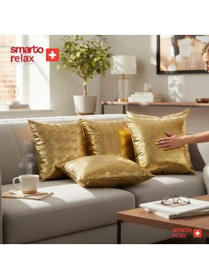 Smarto Relax 4'lü Desenli Dekoratif Dolgulu  Kırlent 47X47 cm