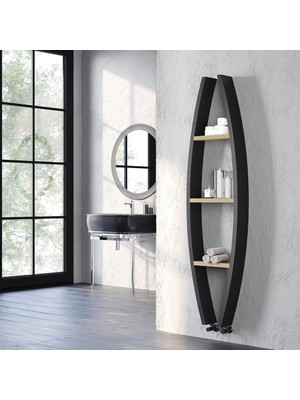 Lojimax Alüminyum Dekoratif Havlupan Bolly 1600 x 500 3  Dilim | Dokulu Siyah | Yüksek Isıl Güç | 5 Yıl Üretici Garantisi