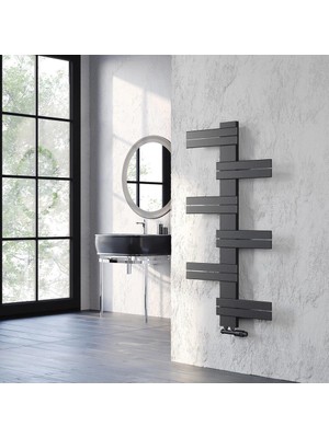 Lojimax Alüminyum Dekoratif Havlupan Ida 1425 x 600 14  Dilim | Mat Siyah | Yüksek Isıl Güç | 5 Yıl Üretici Garantisi