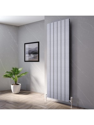 Lojimax Alüminyum Çift Panel Dikey Radyatör Kalsedon Double 600 x 945 10  Dilim | Inoks Fırçalı Eloksal | Yüksek Isıl Güç | 5 Yıl Üretici Garantisi