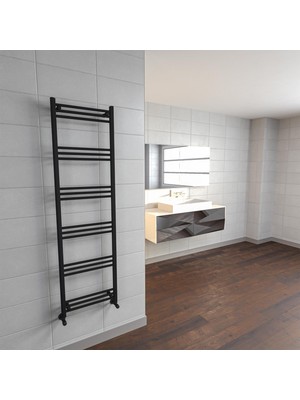 Lojimax Alüminyum Dekoratif Havlupan Lodos W 1400 x 500 15  Dilim | Dokulu Siyah | Yüksek Isıl Güç | 5 Yıl Üretici Garantisi