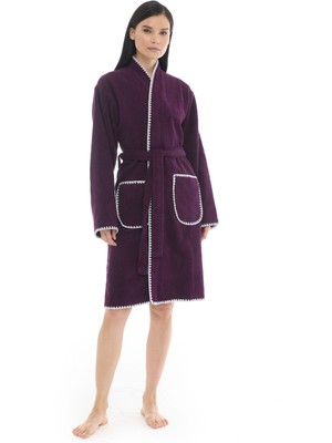 Athena Kimono Kadın Bornozu- Mor %100 Pamuk
