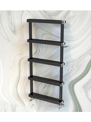 Lojimax Alüminyum Dekoratif Havlupan Fabio 1585 x 500 7  Dilim | Dokulu Siyah | Yüksek Isıl Güç | 5 Yıl Üretici Garantisi