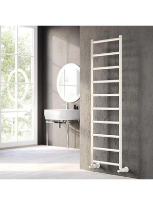 Lojimax Alüminyum Dekoratif Havlupan Lotto 1200 x 500 8  Dilim | Dokulu Beyaz | Yüksek Isıl Güç | 5 Yıl Üretici Garantisi