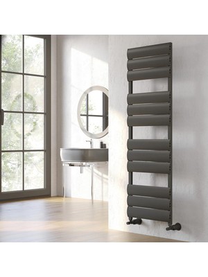 Lojimax Alüminyum Dekoratif Havlupan Waldo 1615 x 500 12  Dilim | Dokulu Antrasit Gri | Yüksek Isıl Güç | 5 Yıl Üretici Garantisi