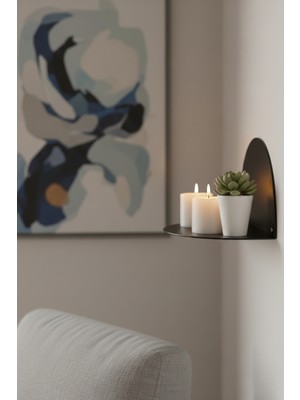 Grandmix Yarım Ay Duvar Rafı Dekoratif Salon ve Antre Rafı 40 cm