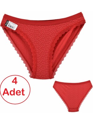 Tutku 0537 Özlem Bayan Bikini Külot Kırmızı ( 4 adet )