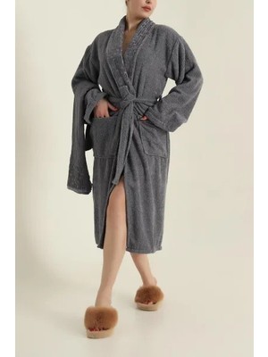 Bella Home Su Yolu 2 Parça Bornoz Takımı - Bornoz & Baş Havlusu - %100 Cotton