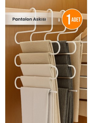 Orvila Beyaz 5 Bölmeli Metal Elbise Askısı - Giysi Pantalon Fular Kıyafet Gardrop Düzenleyici Organizer