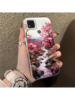 HONTINGA Poco C31 ile Uyumlu Kılıfı Silikon Kenar Sert Arka Düşüme Önleyici Basitlik Anti Düşme Kamera Korumali Manzara Desen Telefon Kılıfı Kadın ve Erkek Için Uygundur K1-0581