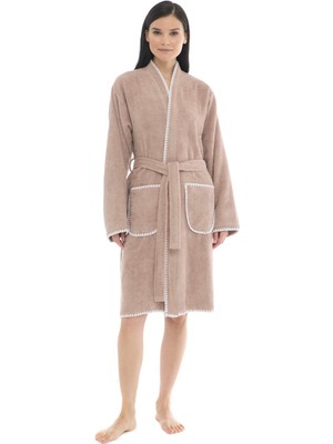Athena Kimono Kadın Bornozu- Taupa %100 Pamuk
