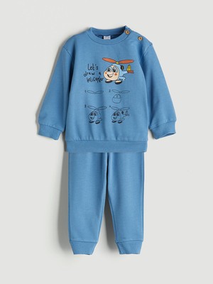 Lc Waikiki Yeni Sezon Baskılı Erkek Bebek Sweatshirt ve Eşofman Alt 2'li