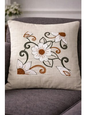 Hig Store Punch Panç Nakışlı Işlemeli Kırlent Kılıfı 43X43CM Dekoratif Gündelik Kırlent Kılıfı - 1 Adet