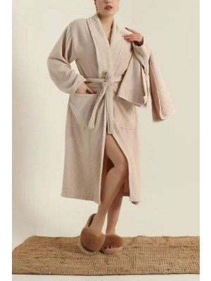 Bella Home Su Yolu 2 Parça Bornoz Takımı - Bornoz & Baş Havlusu - %100 Cotton