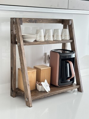 Masif Ahşap Katlanır Çay-Kahve Standı