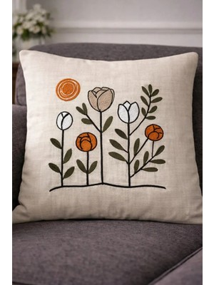 Hig Store Punch Panç Nakışlı Işlemeli Kırlent Kılıfı 43X43CM Dekoratif Gündelik Kırlent Kılıfı - 1 Adet