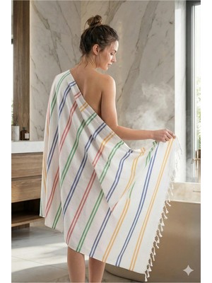Büyük Boy Banyo Havlusu %100 Pamuk Unisex Çizgili Banyo & Vücut Havlusu Duş Havlusu Hızlı Kuruyan