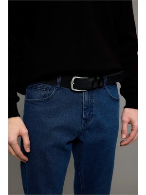 DeFacto Erkek Dikdörtgen Toka Suni Deri Jean Kemeri G8203AXNS