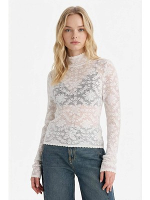 DeFacto Slim Fit Dar Kesim Balıkçı Yaka Desenli İnce Triko Kazak G8525AX25WN