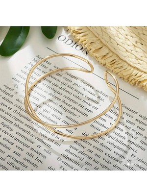 Steelva Vintage Esintili Gold Üst Kol Bilekliği