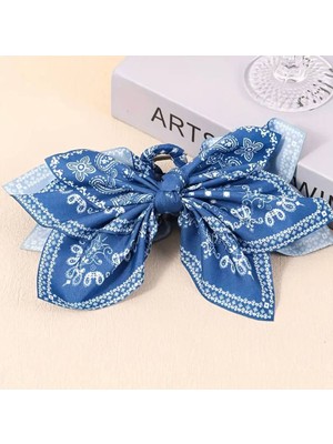 Steelva Mavi Fiyonklu Saç Tokası