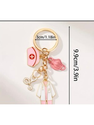Steelva Pembe Hemşire ve Doktor Temalı Anahtarlık