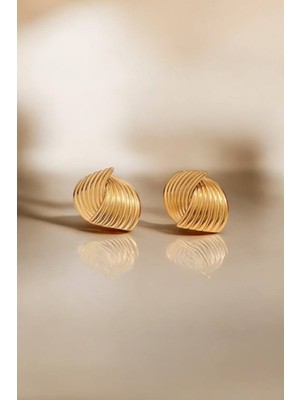 Steelva Geometrik Şekilli Gold Küpe