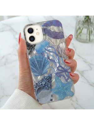 Fibaks iPhone 11 Kılıf Hologramlı Mavi Deniz Kabuğu Desenli Silikon Darbe Emici Özellikler