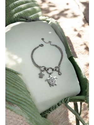 Steelva Şans Bilekliği Kaplumbağa Figürlü