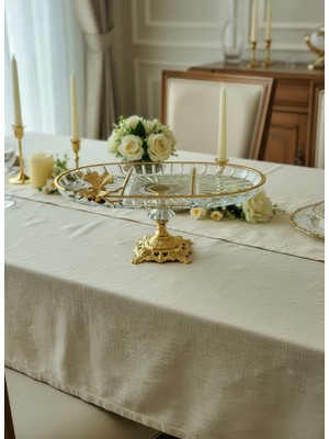 Elta Collection Lüx Hediyelik Metal Ayaklı Gold Oval Kelebekli Sunumluk Kurabiyelik - Yeni Serisi