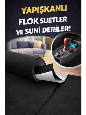 Yapışkanlı Flok Süet Suni Deri 100 x 150 - Siyah