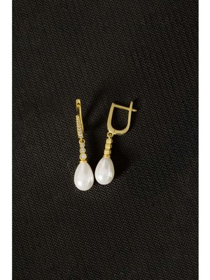 Else Silver 925 Ayar Gümüş Süzme Damla Inci Küpe