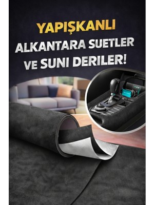 Kendinden Yapışkanlı Alkantara Süet Suni Deri 100 x 150 -Antrasıt