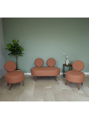 Azra Mobilya Dünya Model Koltuk Takımı – 2+1+1 – Buklet Kumaş – Ahşap Ayaklı – Modern Ofis & Bekleme Alanı Seti