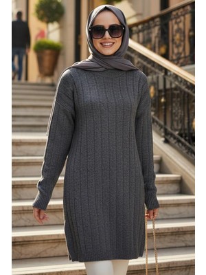 Fitilli Füme Tesettür Triko Kazak 8844FU